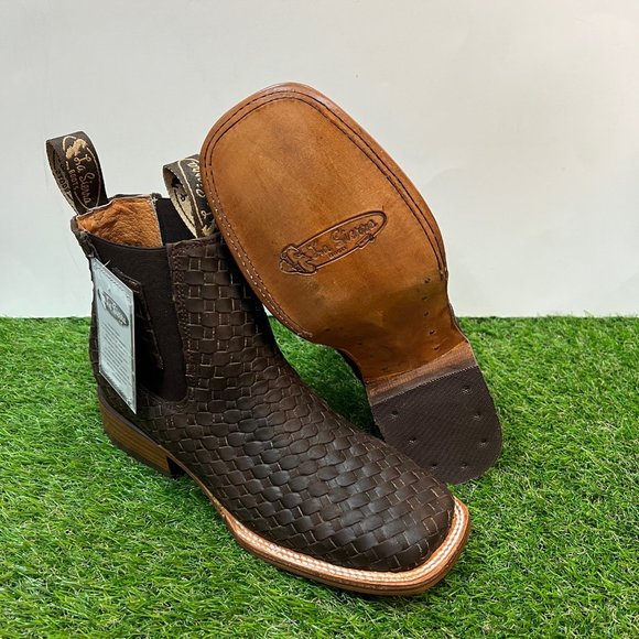 Men's Western Cowboy Woven Leather Half ANKLE Chelsea Boot Booties Botin VAQUERO - Picture 11 of 11